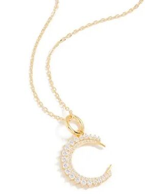 Adina Eden 14k Colored Half Circle Charm 3 Prong Necklace